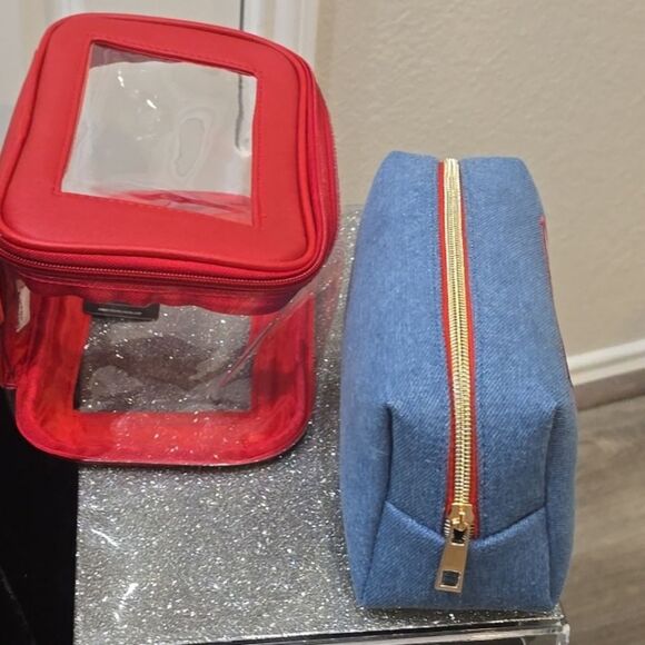 True Religion Transparent & World Tour Denim Logo Toiletry Travel Bags - Picture 6 of 8